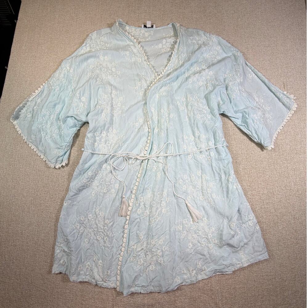 In Bloom Jonquil Womens 2X Blue White Babydoll Nightgown Robe Set NWT Short
